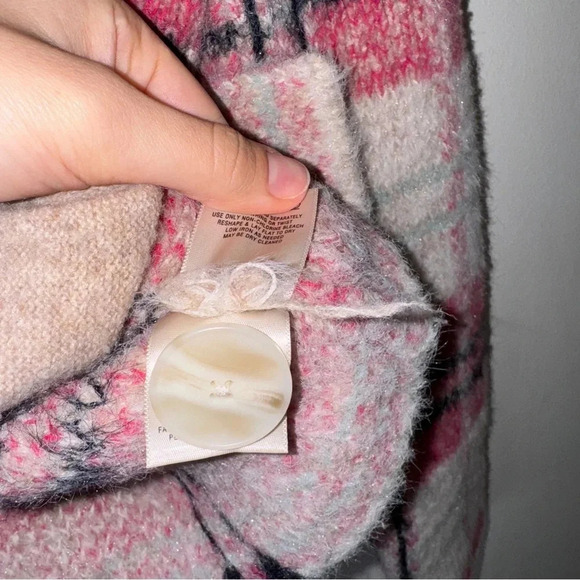 Anthropologie MAEVE Pink Plaid AURELIA SWEATER JACKET CARDIGAN XS - Picture 9 of 11